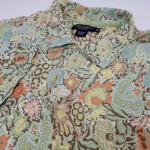 Daniel Cremieux Collection, Green Floral Polo, Cotton, Size XL - Picture 1 of 5